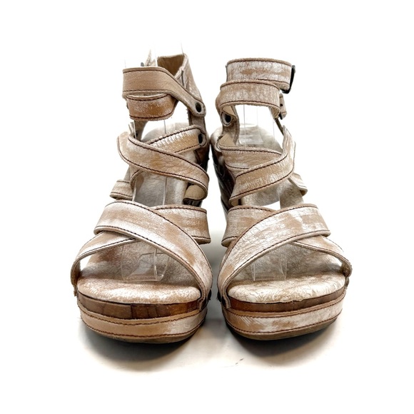 Bed Stu | Juliana Distressed Leather Wedge Sandals Size 6.5 - Picture 3 of 12